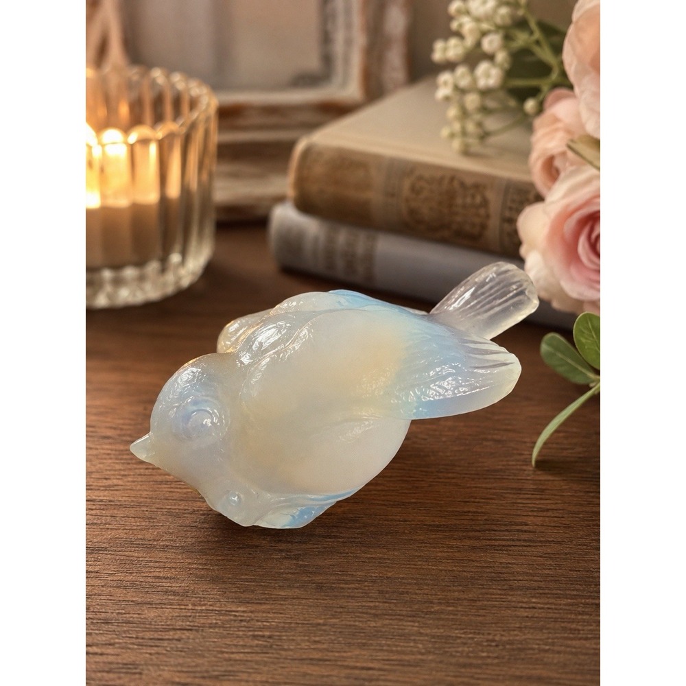 Vintage Sabino France Opalescent Glass Bird Figurine Frosted